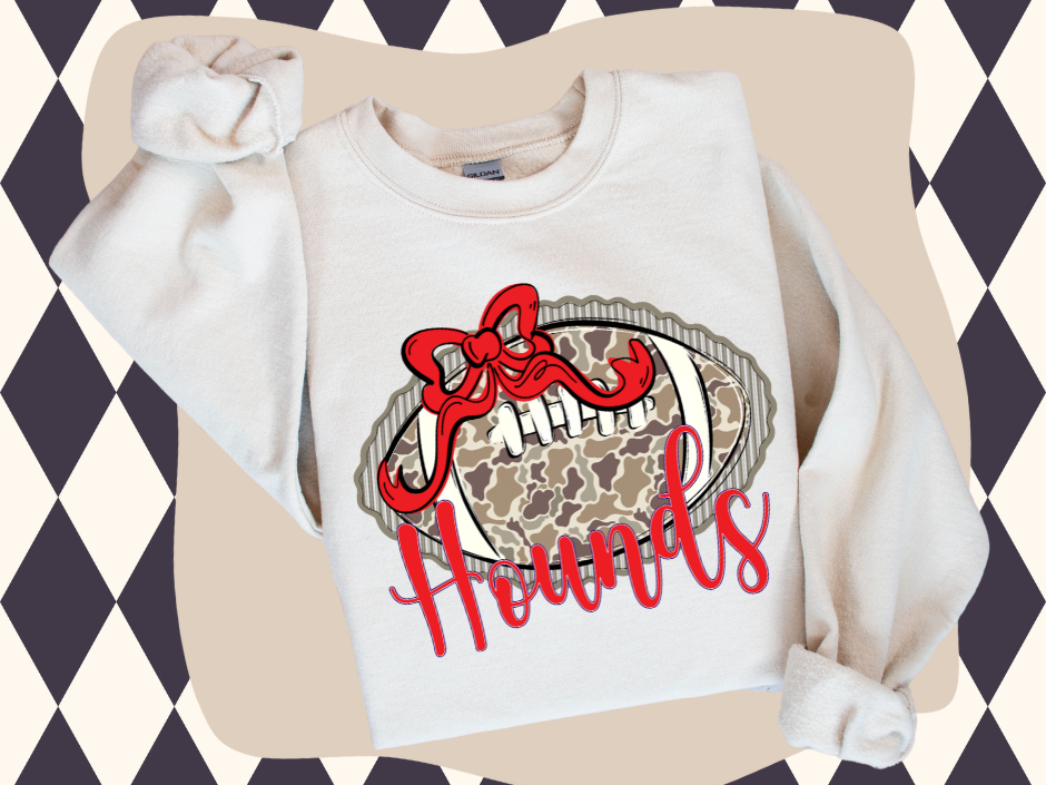 Prepster Camo Football Bow Sweatshirt – Custom Mascot