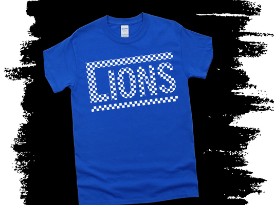 Checkerboard Lions Tee - House Colors