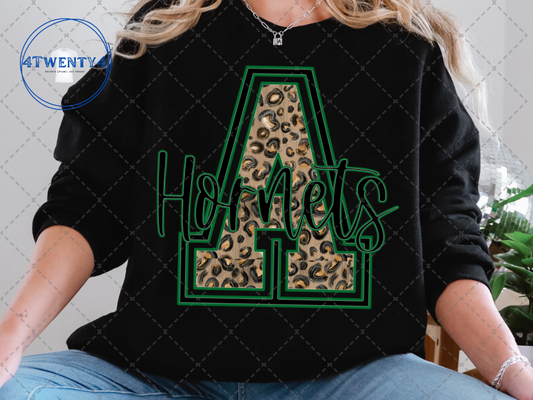 Varsity Letter (Leopard) with Script Mascot