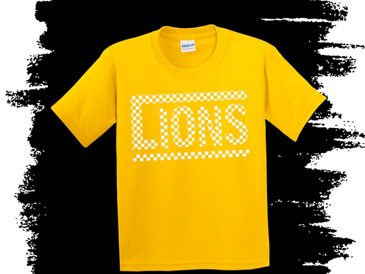 Checkerboard Lions Tee - House Colors