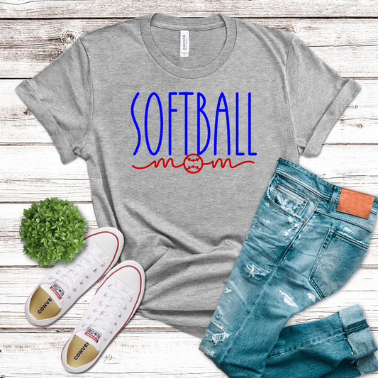 Softball Mom Red/Blue T-Shirt