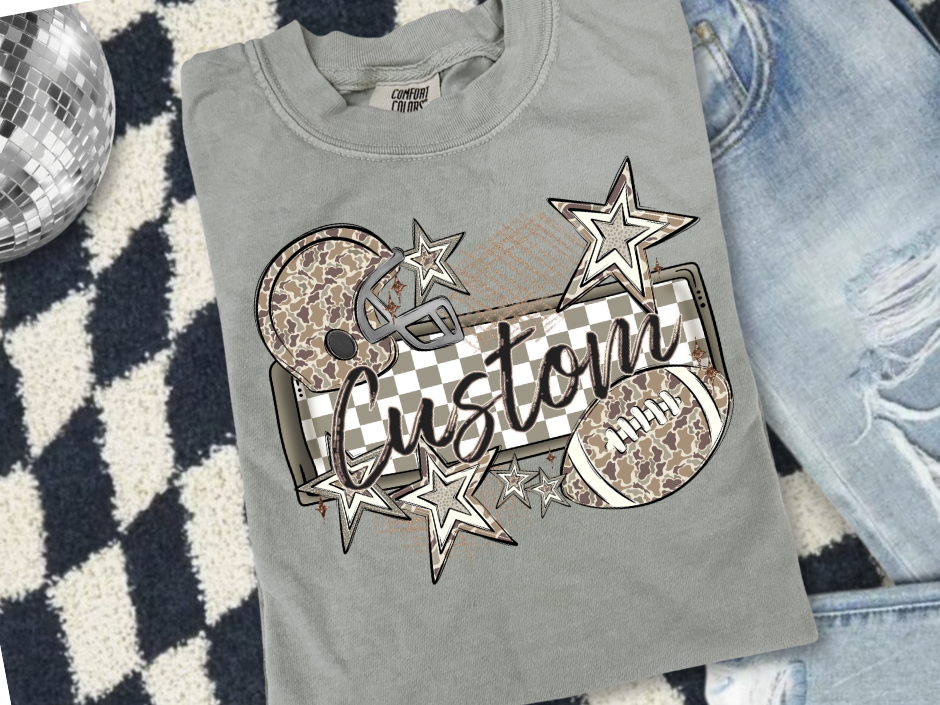 Camo + Stars Football Tee πβ