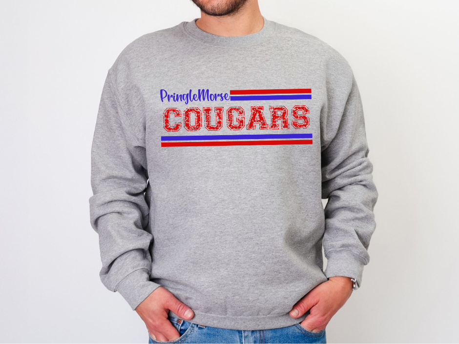 📣 Custom Varsity Mascot Stripe Tee or Sweatshirt