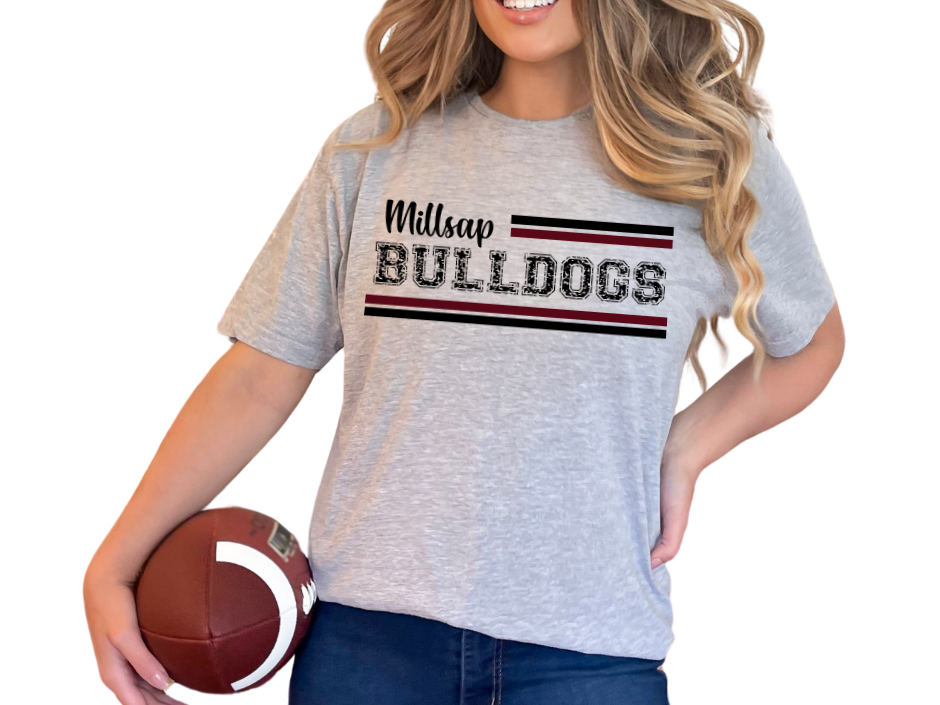 📣 Custom Varsity Mascot Stripe Tee or Sweatshirt