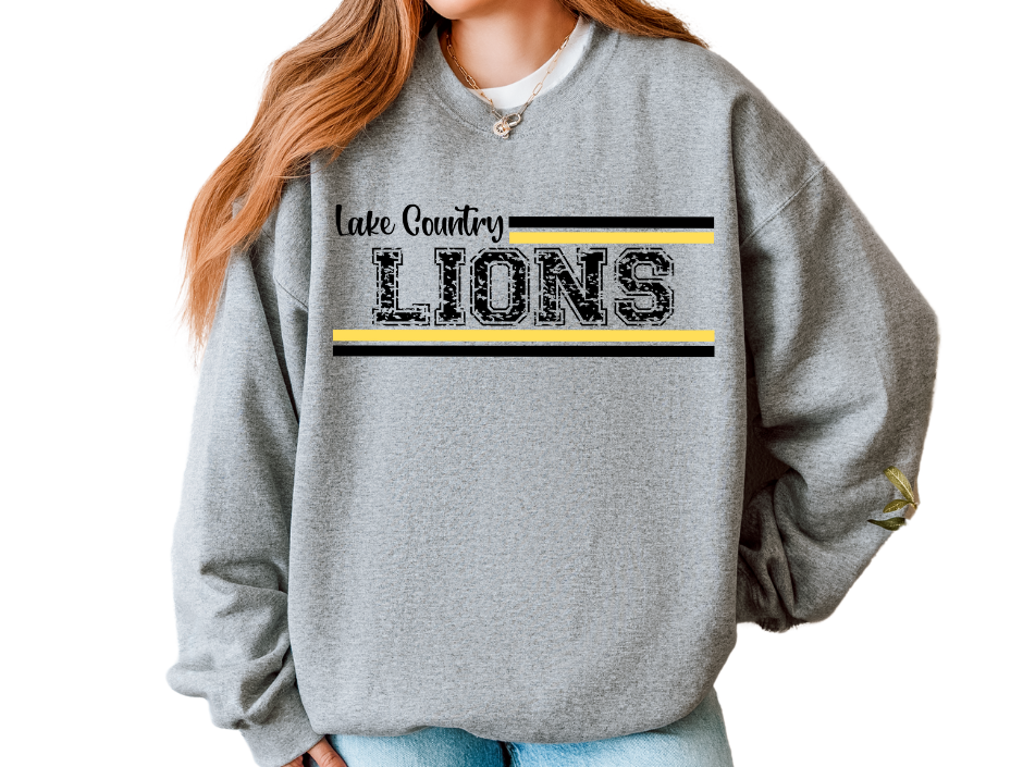 📣 Custom Varsity Mascot Stripe Tee or Sweatshirt