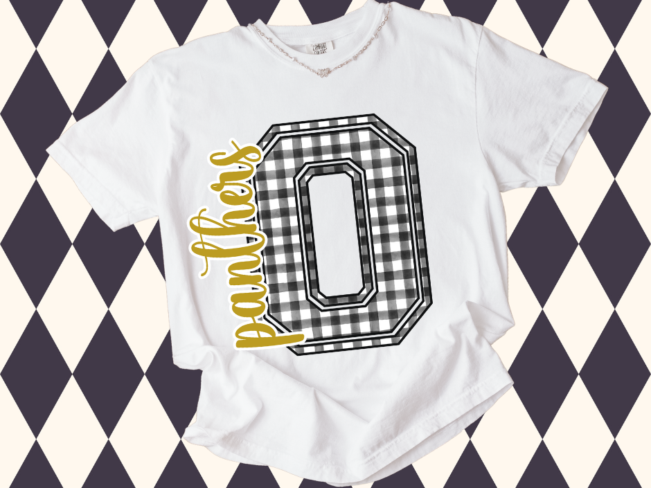 Gingham Game Day Letter Tee