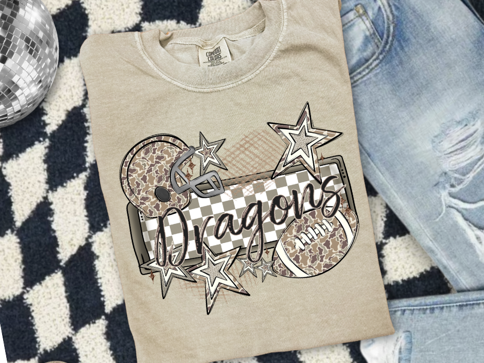 Camo + Stars Football Tee πβ