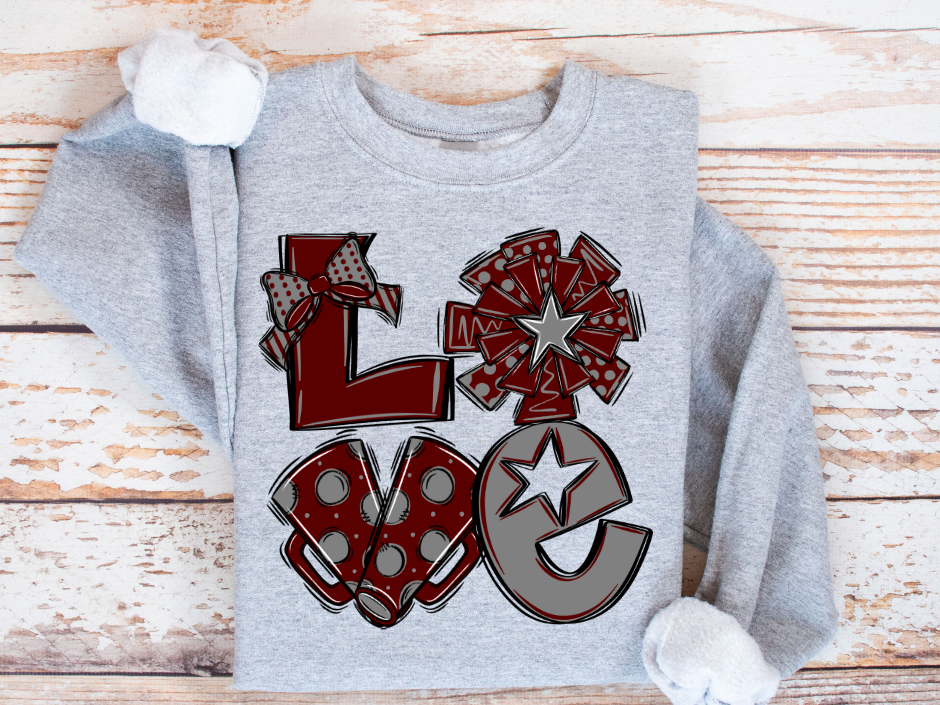 📣 Cheer LOVE Sweatshirt (Kids + Adults)