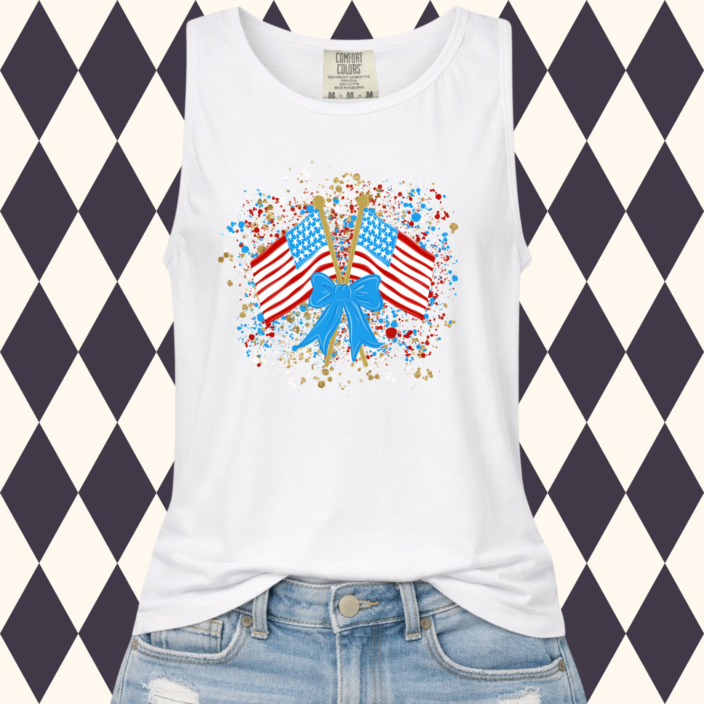 Stars, Stripes & Bows Patriotic Tee or Tank