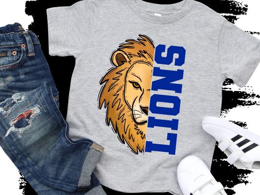 Split Face Lions Tee – House Colors Edition 🦁