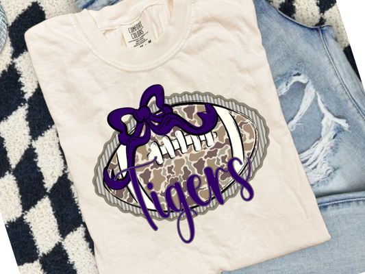 Prepster Camo Football Bow Sweatshirt – Custom Mascot