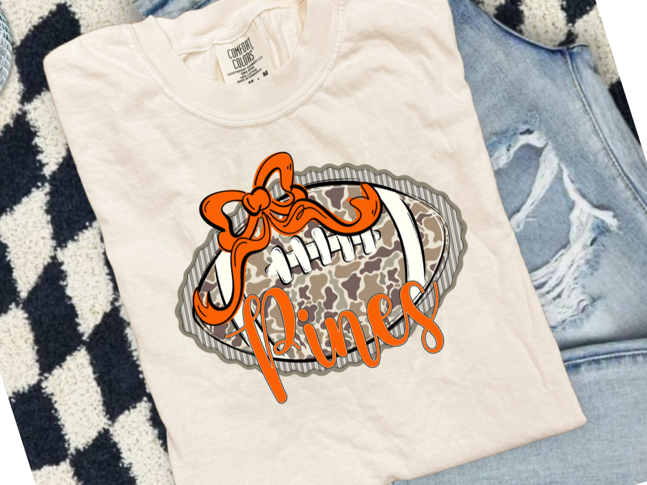 Prepster Camo Football Bow Sweatshirt – Custom Mascot