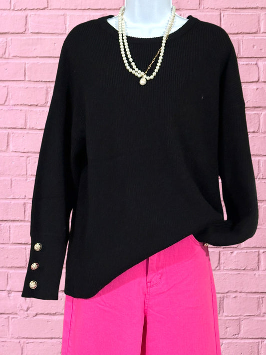 Onyx Chic Sleeve Button Sweater