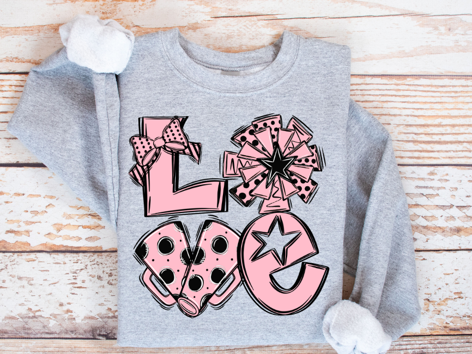 ๐ LOVE Cheer Sweatshirt โ Pink Out Edition (Kids + Adults)