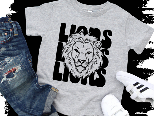 Stacked Lions Tee, Long Sleeve, or Sweatshirt