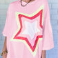 Pink Star Patched Oversized Tee
