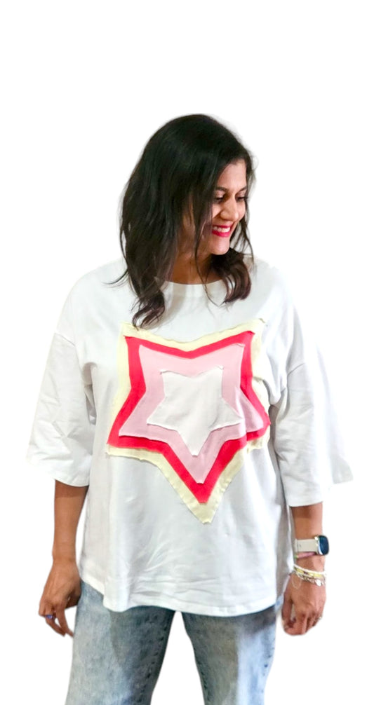 Star Patched Oversized Tee