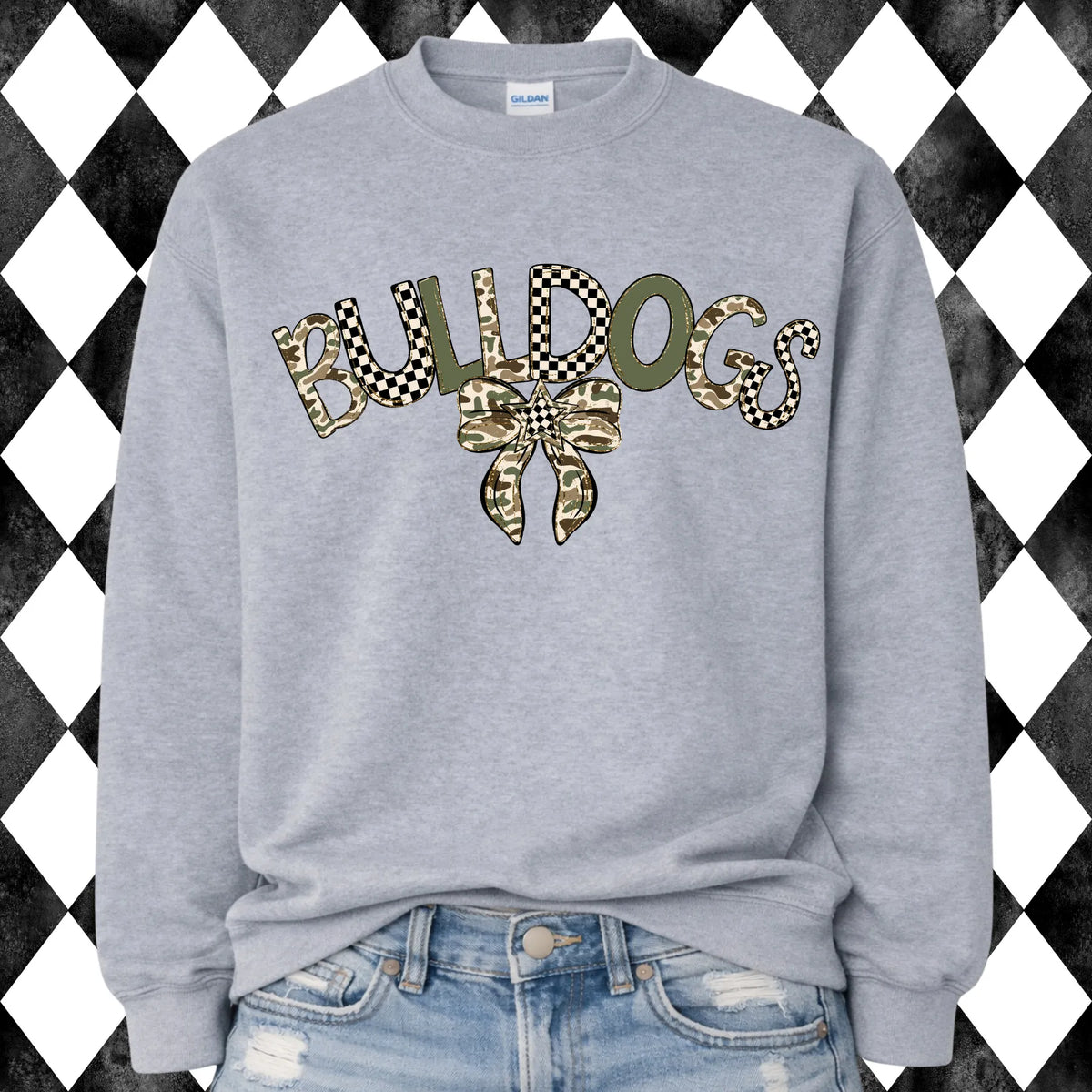 Camo Bow Bulldogs sweatshirt - sport grey, front