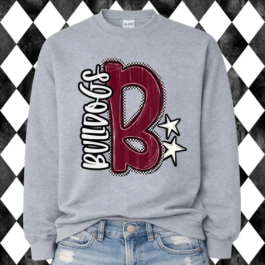 Checkered B Bulldogs sweatshirt - grey, front