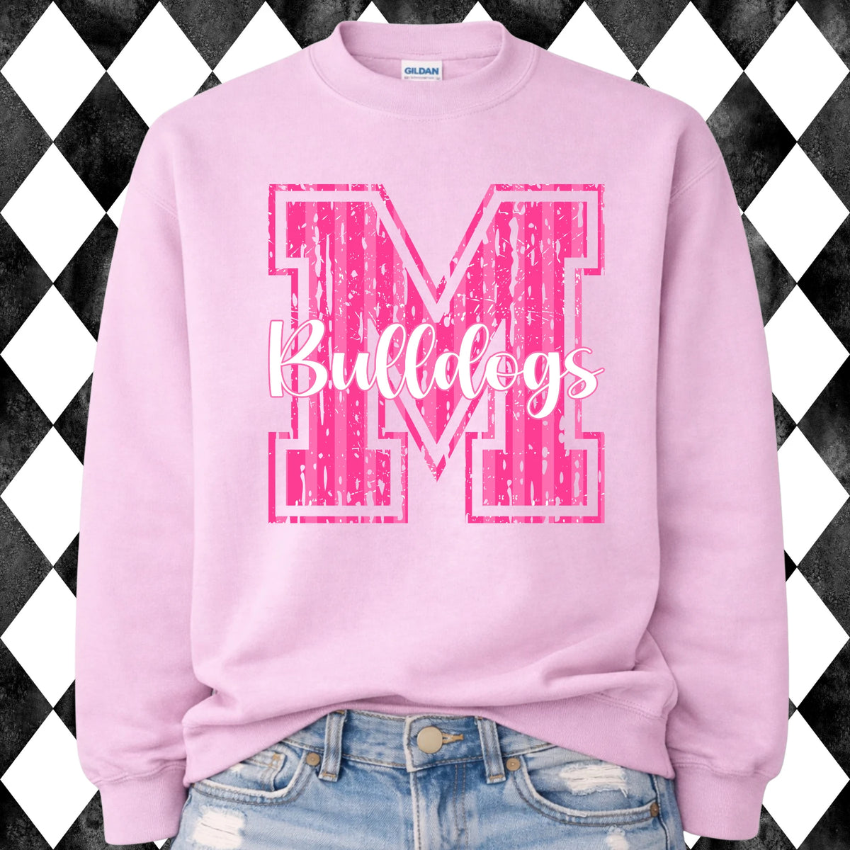 Pink Varsity M Bulldogs sweatshirt - pink, front