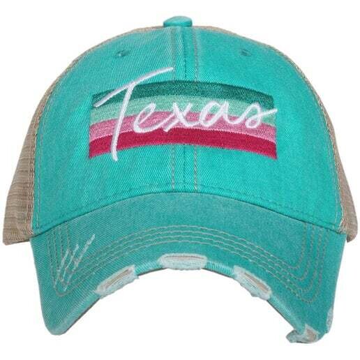 Texas Striped Distressed Trucker Cap - Maggie Mae's Boutique and Custom Printing