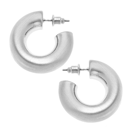 Silver Satin Hoop Earrings - Maggie Mae's Boutique and Custom Printing
