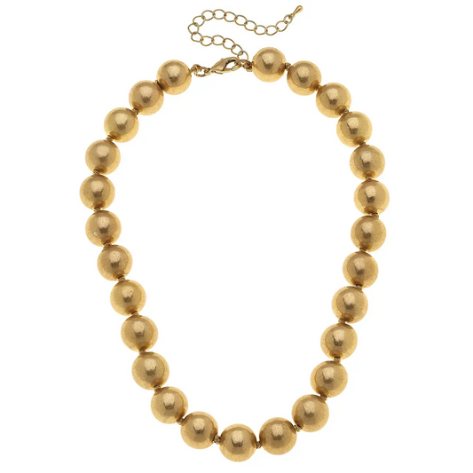 Sophisticated Worn Gold Beaded Necklace - Maggie Mae's Boutique and Custom Printing