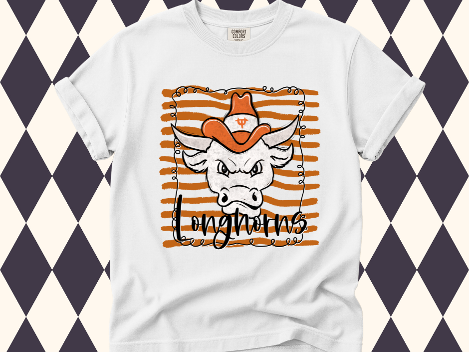 Scribble Spirit College Mascot T-Shirt | Red Raiders•Texans•Longhorns•Horned Frogs•Cowboys•Sooners•Aggies