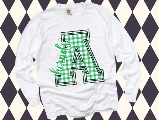 Gingham Game Day Letter Tee