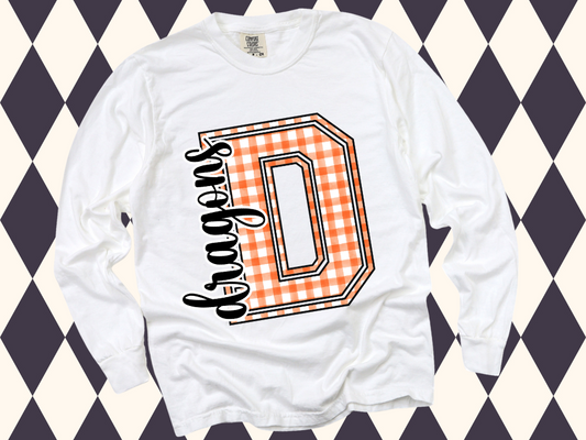 Gingham Game Day Letter Tee