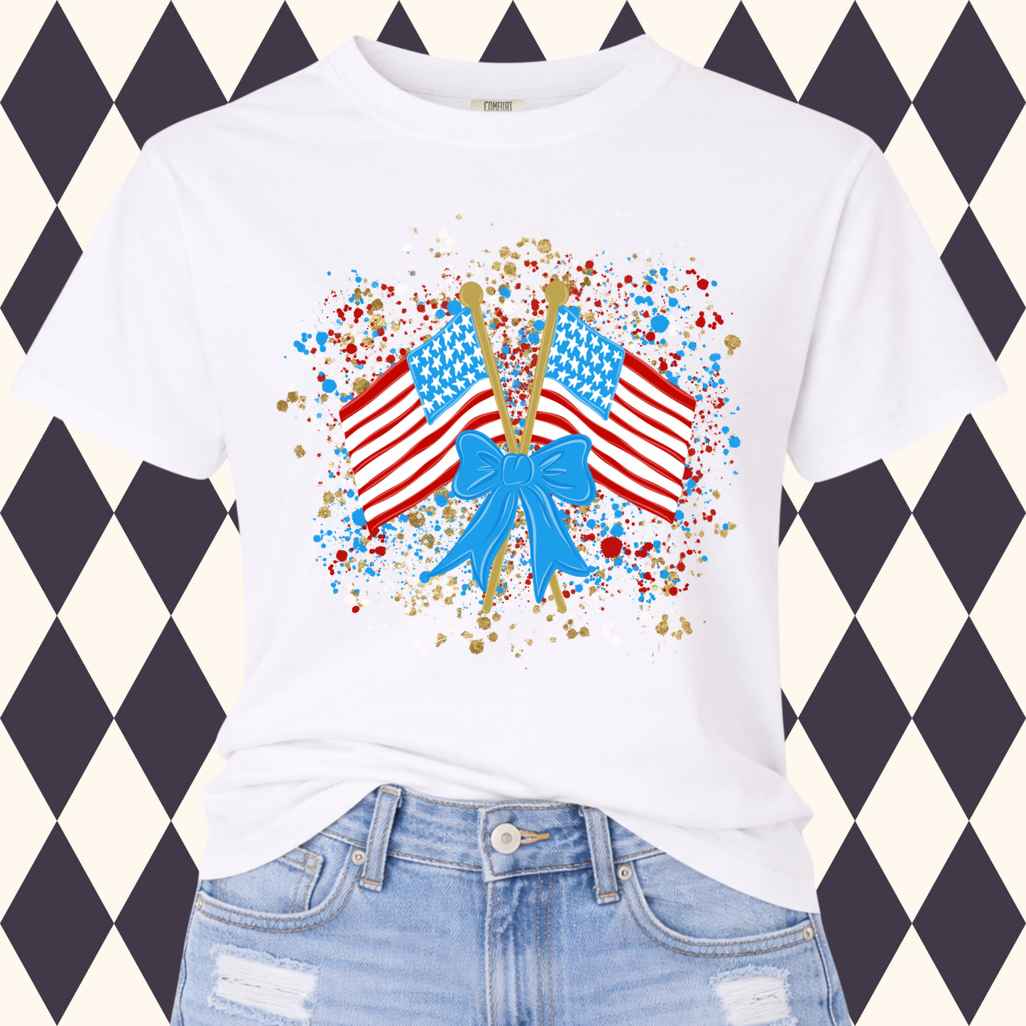 Stars, Stripes & Bows Patriotic Tee or Tank