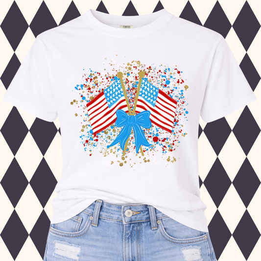 Stars, Stripes & Bows Patriotic Tee or Tank