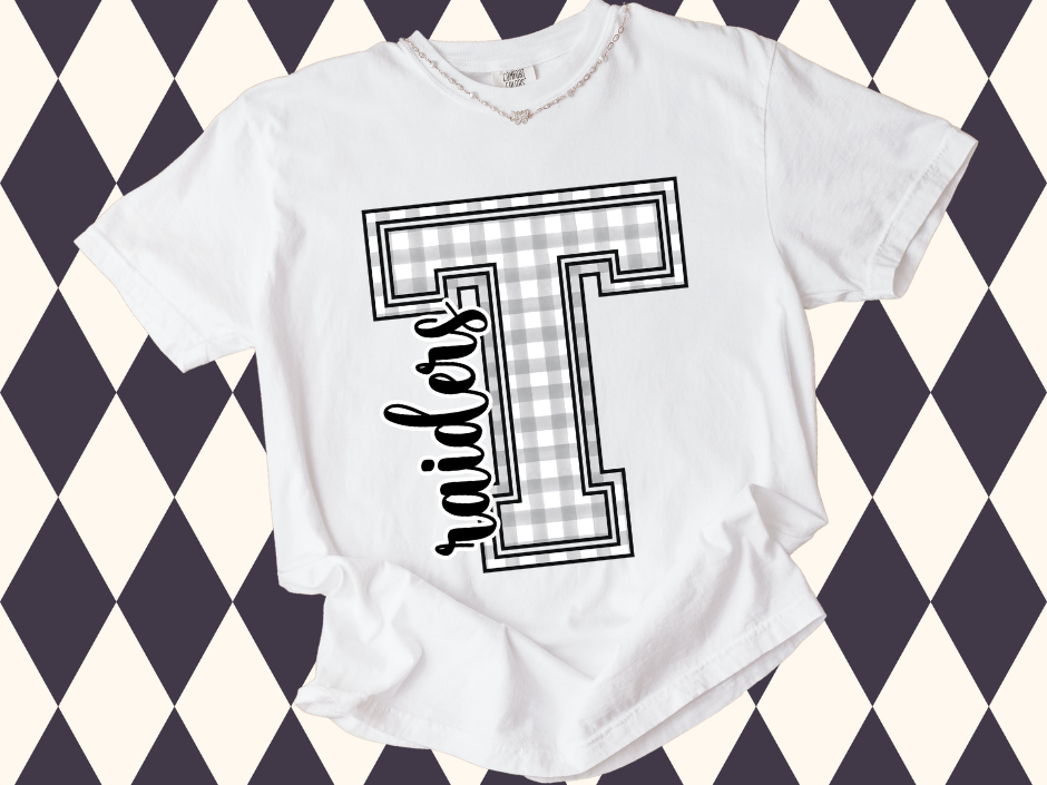 Gingham Game Day Letter Tee
