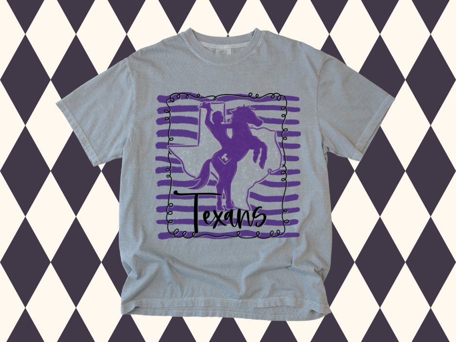 Scribble Spirit College Mascot T-Shirt | Red Raiders•Texans•Longhorns•Horned Frogs•Cowboys•Sooners•Aggies
