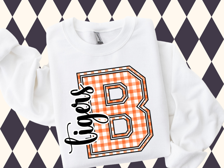 Gingham Game Day Letter Tee