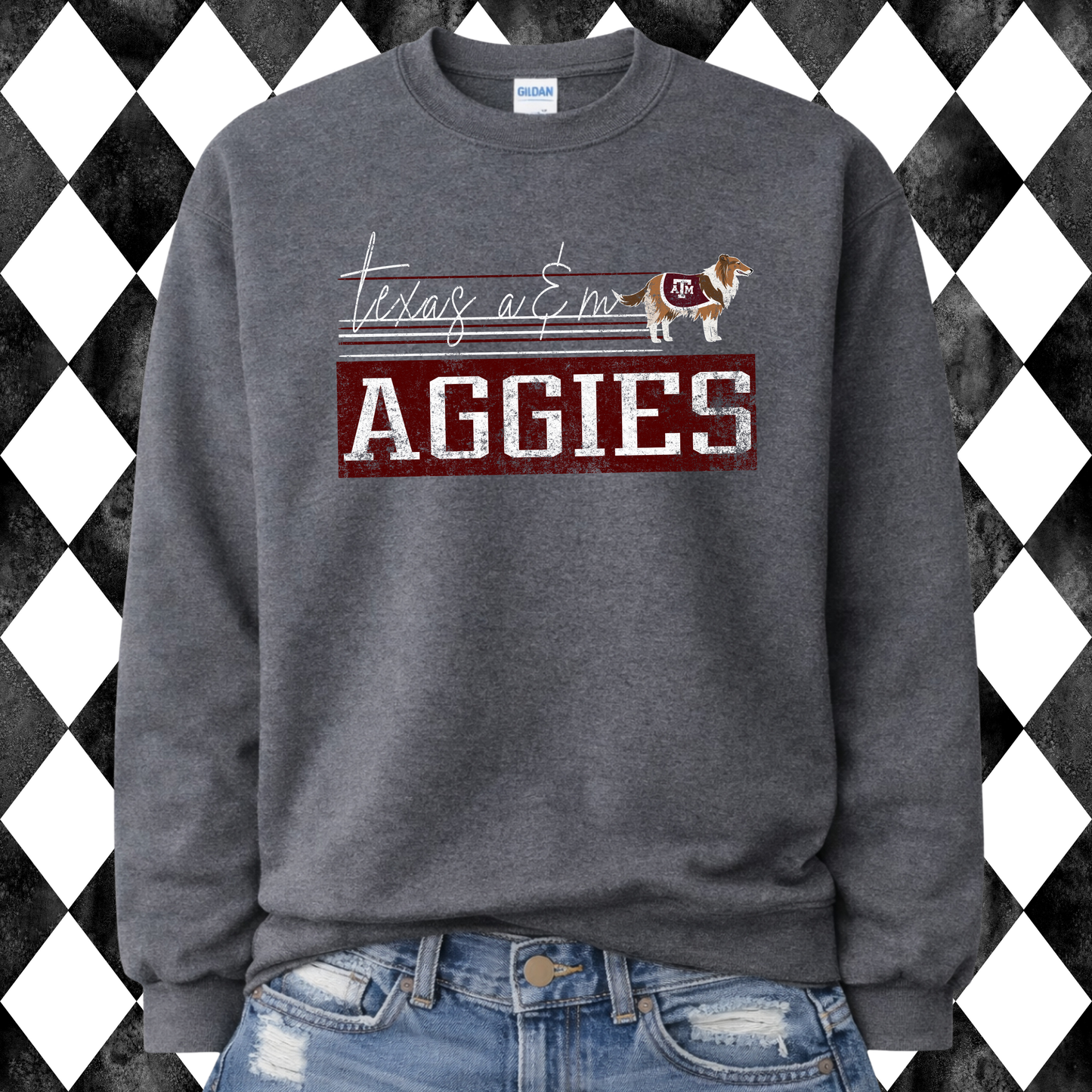 Retro Script College Crew Sweatshirt