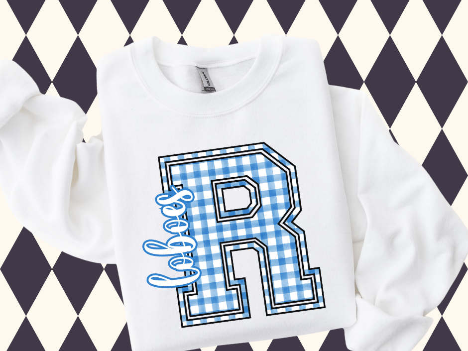 Gingham Game Day Letter Tee