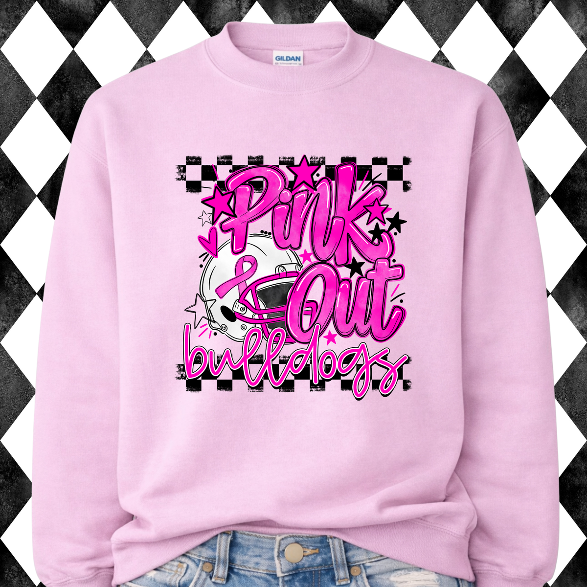 Pink Out Bulldogs sweatshirt - pink, front