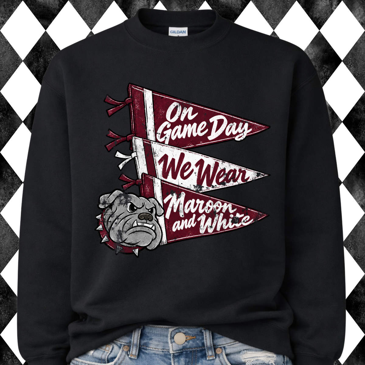 Retro Bulldogs Football Roster sweatshirt - Black, front