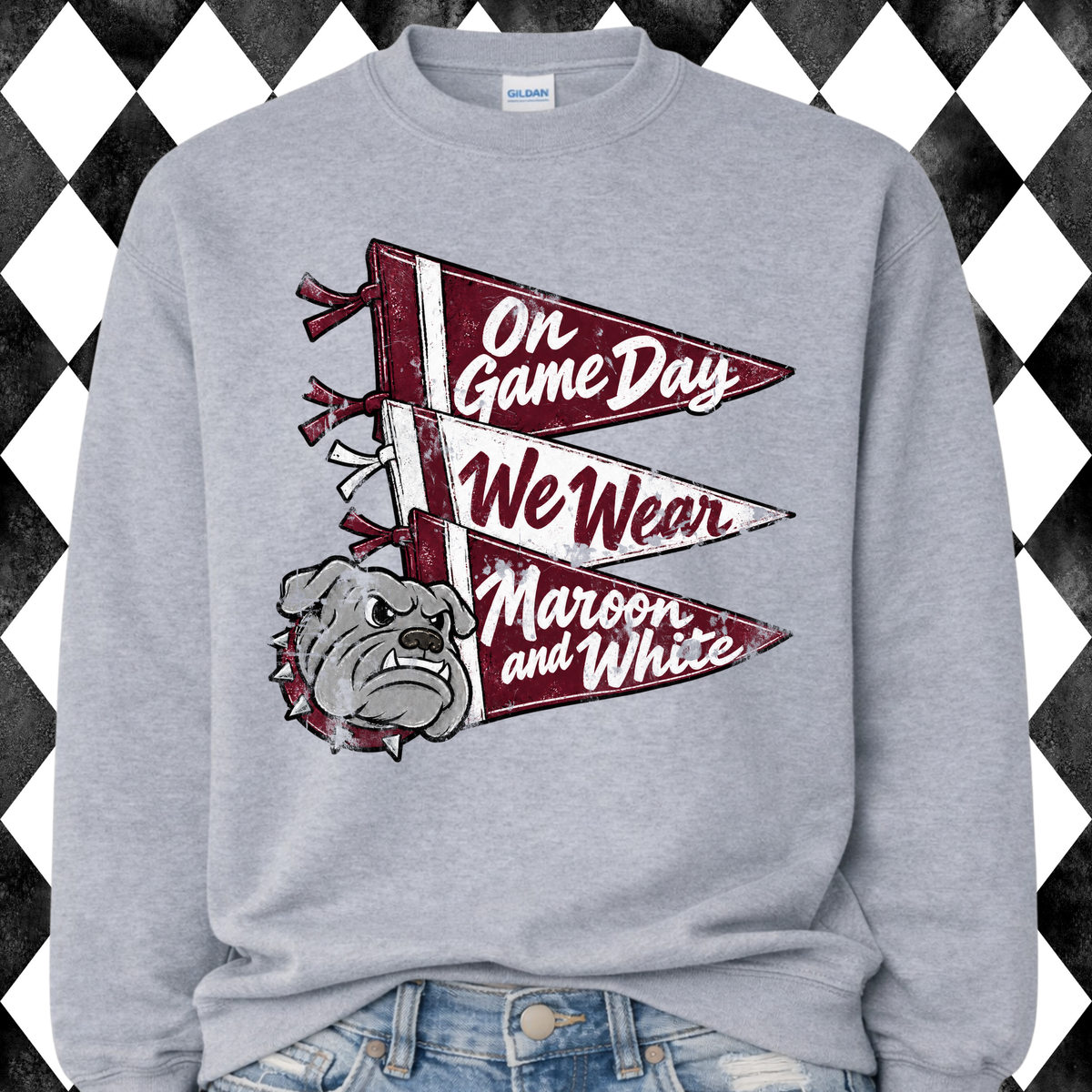 Retro Bulldogs Football Roster sweatshirt - Sport Grey, front