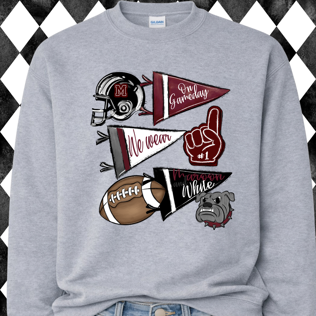 Bulldogs Football Roster sweatshirt - Sport Grey, front