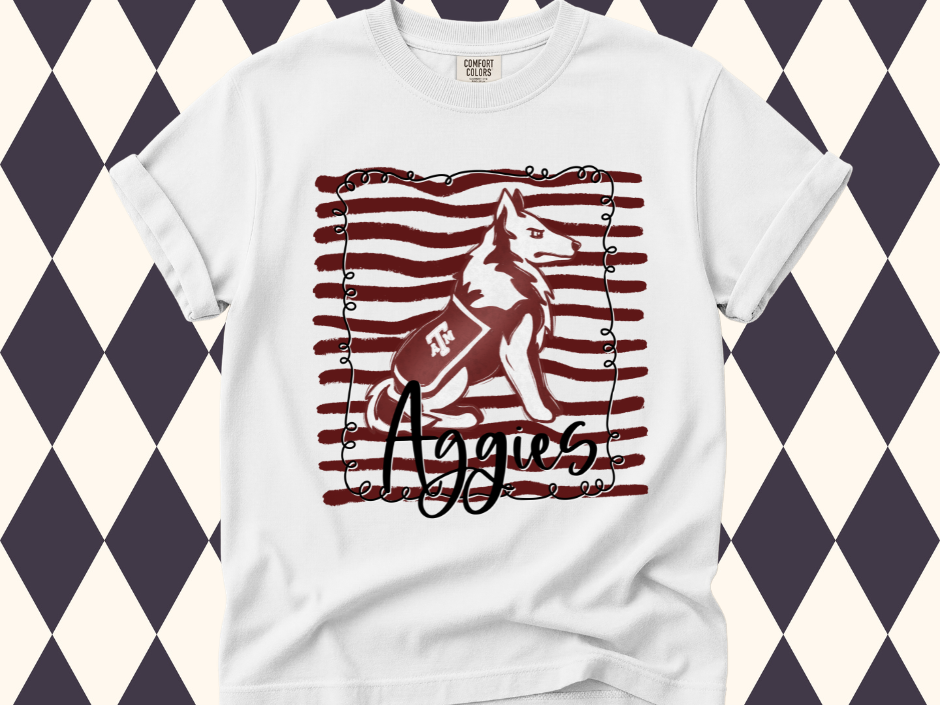 Scribble Spirit College Mascot T-Shirt | Red Raiders•Texans•Longhorns•Horned Frogs•Cowboys•Sooners•Aggies