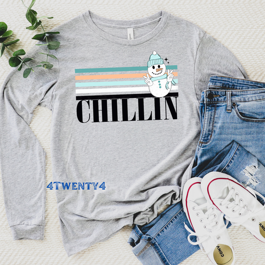 Chillin Snowman Retro Tee