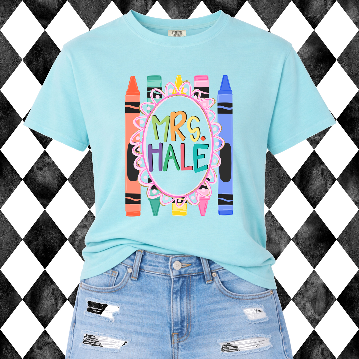 Custom Crayon Name Tee | Personalized Teacher Shirt
