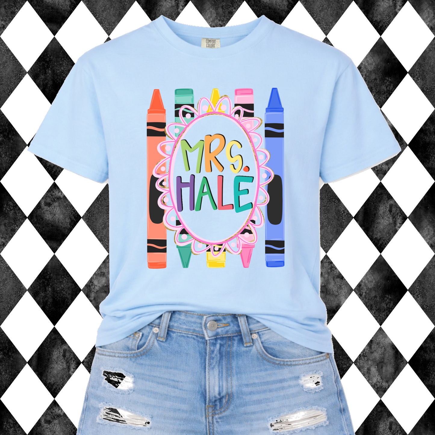Custom Crayon Name Tee | Personalized Teacher Shirt