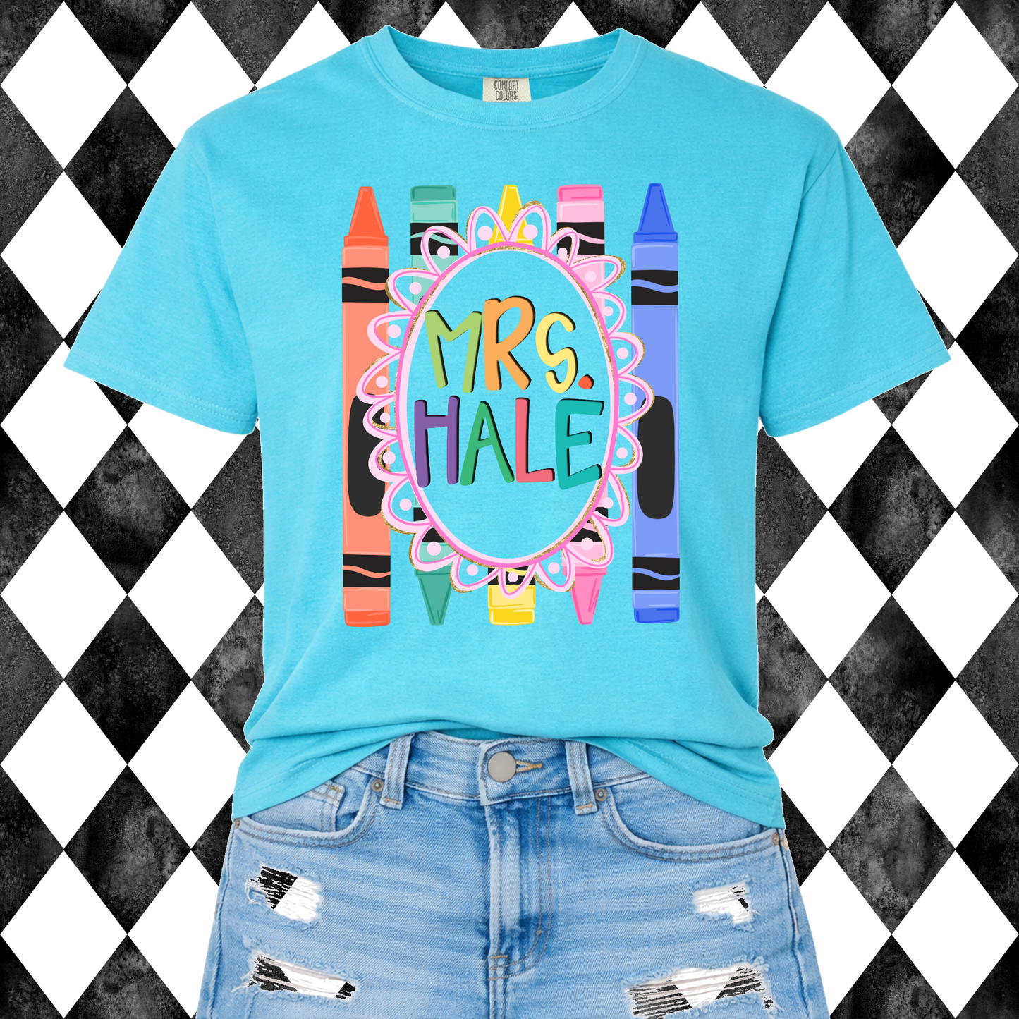 Custom Crayon Name Tee | Personalized Teacher Shirt