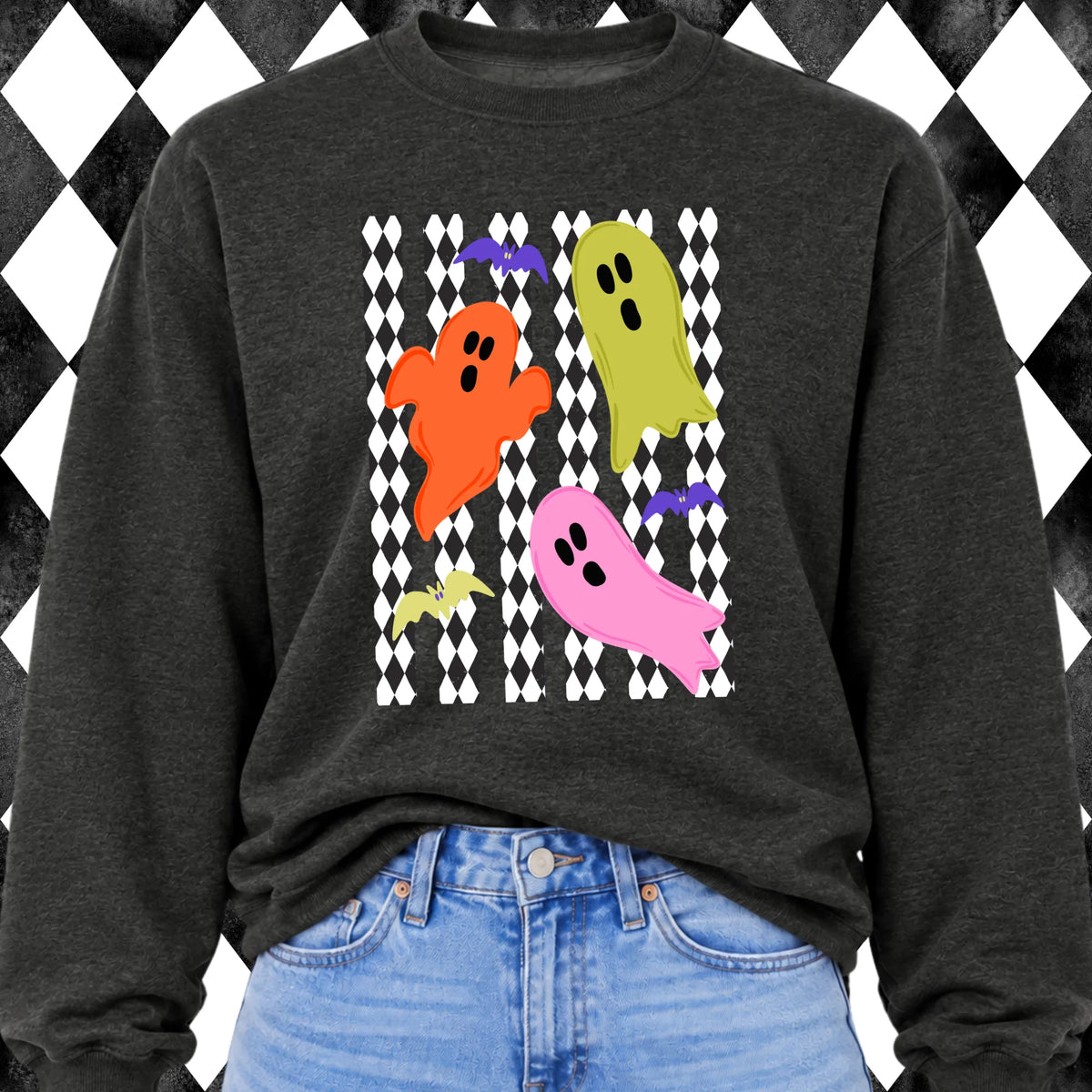 Harlequin Ghosts sweatshirt - Charcoal Heather