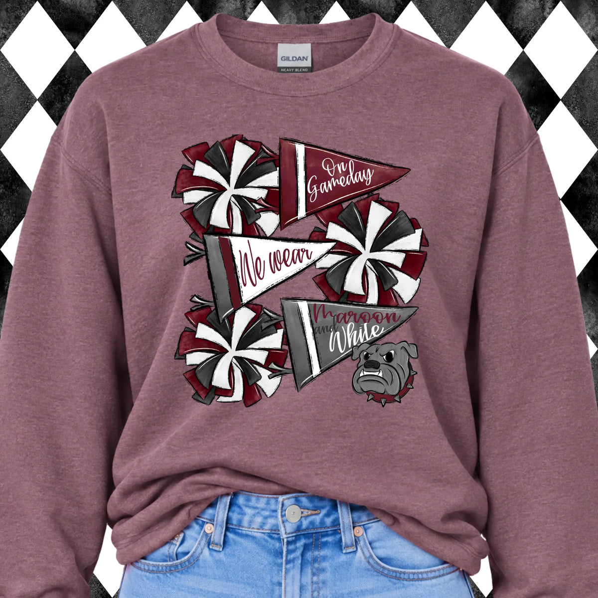 Bulldogs Pom Pom Roster sweatshirt - Vintage Maroon, front