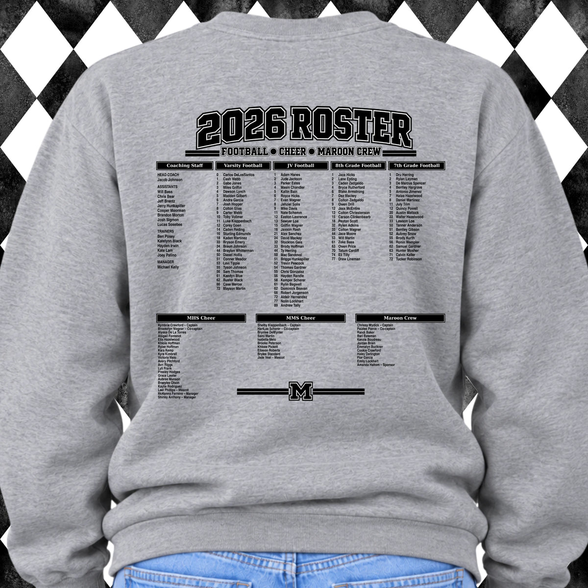 Full 2026 roster on the back - Sport Grey