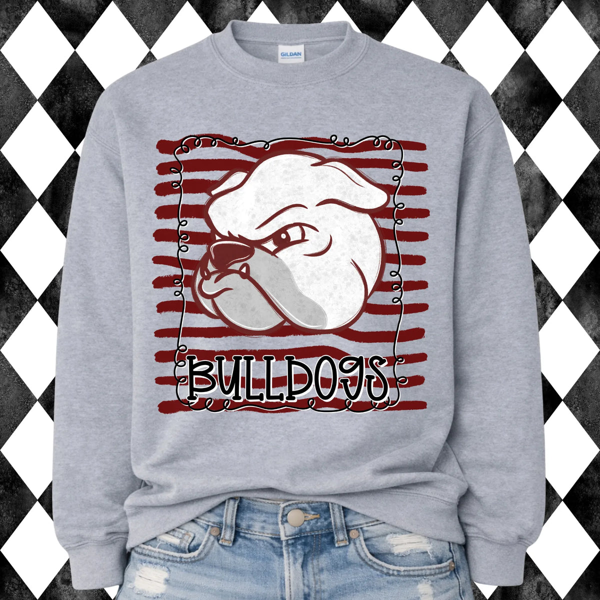 Striped Bulldogs sweatshirt - sport grey, front